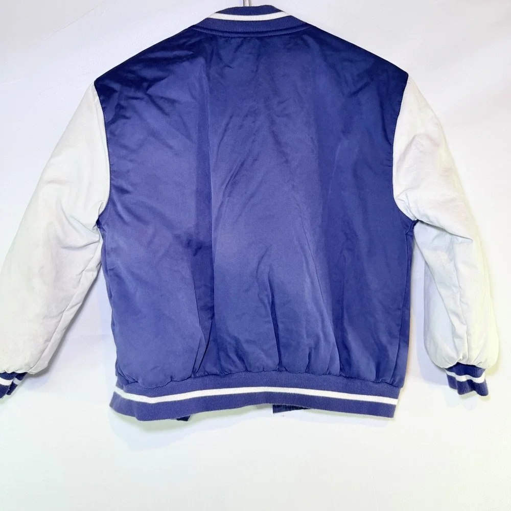Tommy Bahama‎ Kids Varsity Bomber Jacket Purple White Letterman C Patch